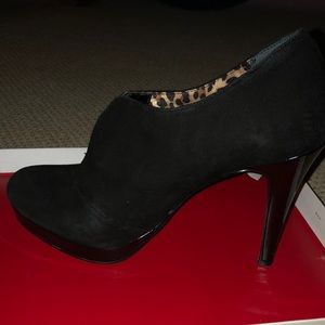 Barely worn platform black suede booties